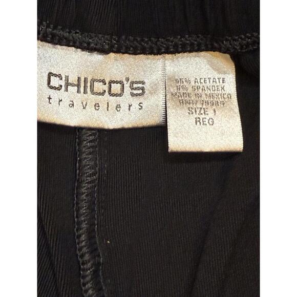 Chico’s Travelers Black Flowy Wide Leg Pull‎ On Pants Size 1 (small) - Picture 6 of 8
